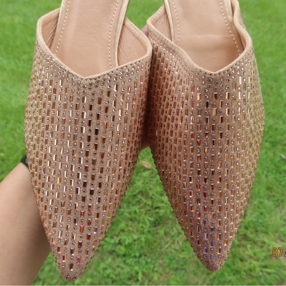 Point Toe Stiletto- Gold Sparkly Flats - Picture 3 of 3